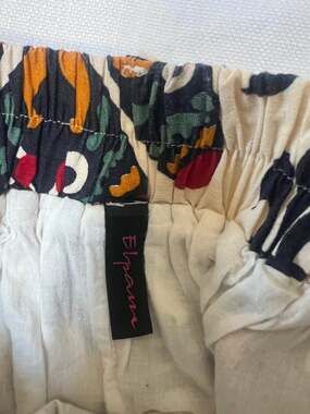 Elpasa Graphic Print Elastic Waist Skirt Cream Multicolor